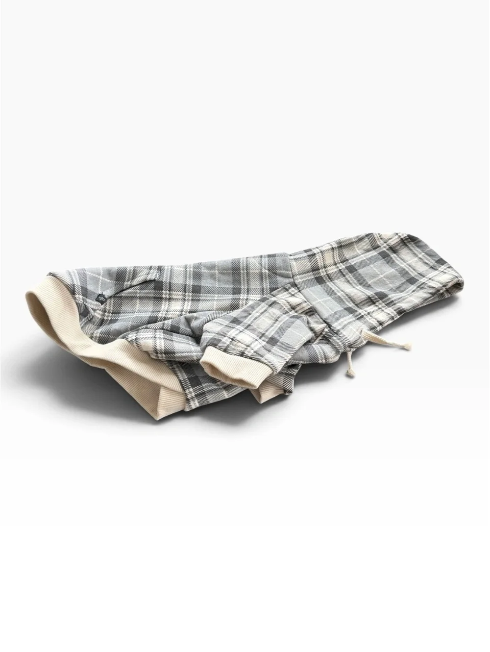 Pet Passion Gray Plaid Dog Hoodie - Size XS Organic Cotton